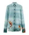 Ferragamo Koi Fish Button-down Blouse In Polychromatic