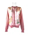 Ferragamo Long-sleeved Stitched Cardigan In Pink
