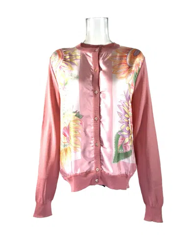 Ferragamo Long-sleeved Stitched Cardigan In Pink