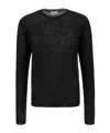Ferragamo Sheer Fabric Ribbed Texture Long Sleeves In Black