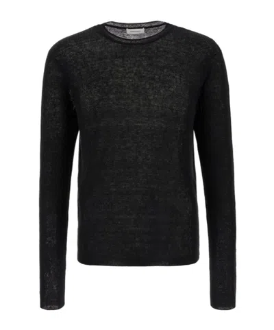 Ferragamo Sheer Fabric Ribbed Texture Long Sleeves In Black