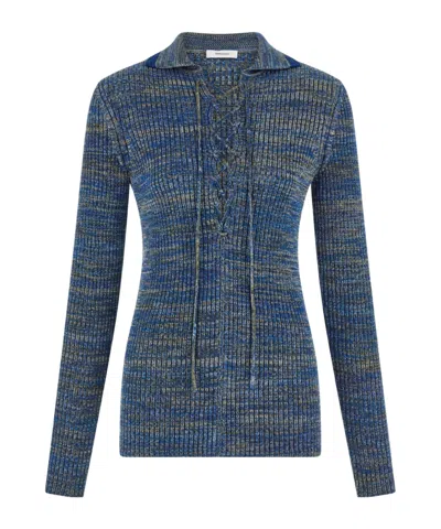 Ferragamo Long-sleeved Sweater In Blue