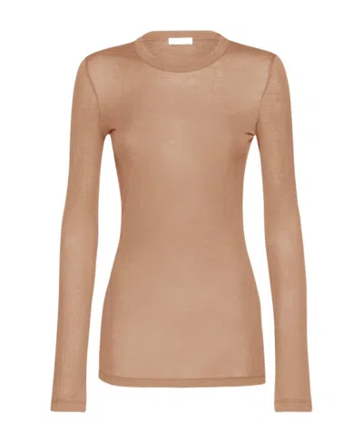 Ferragamo Long Sleeved T-shirt In Nude