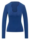 Ferragamo Top With Rippled Neckline In Blue