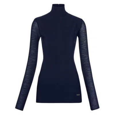 Ferragamo Long-sleeved Turtleneck Top In Blue