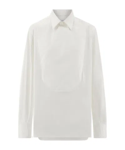 Ferragamo Long Sleeved Tuxedo Shirt In White