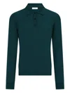 Ferragamo Wool Polo Shirt With Long Sleeves In Green