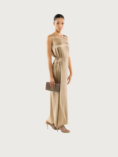 Ferragamo Long Sleeveless Dress In Neutral