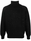Ferragamo Speckle-knit Roll Neck Jumper In Black