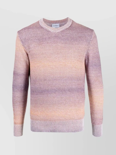 Ferragamo Long Sleeves Knitted Crewneck Sweater In Pastel