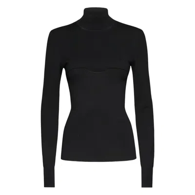 Ferragamo Long Sleeves Mock-neck In Black