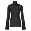 Ferragamo High-neck Flared-cuff Sweater In Black