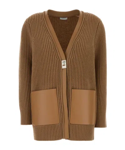 Ferragamo Longline Cardigan In Brown
