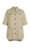 Ferragamo Longline Cotton-blend Utility Jacket In Tan