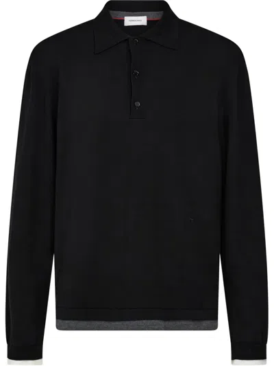 Ferragamo Longsleeve Polo Shirt In Black