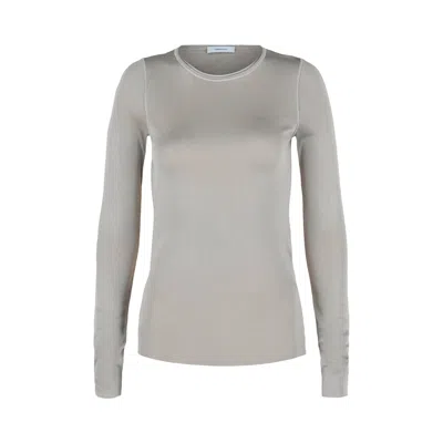 Pre-owned Ferragamo Long-sleeve Top 'light Grey' | Women's Size Xl In Gray