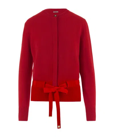 Ferragamo Long-sleeved Cardigan In Red
