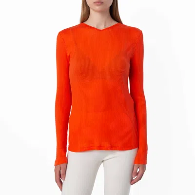 Ferragamo Long-sleeved Knit Top In Orange