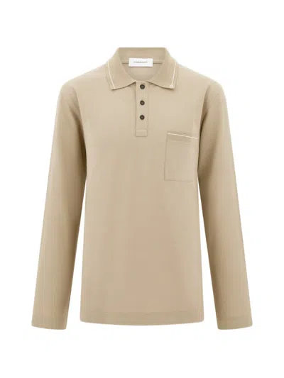 Ferragamo Long Sleeved Polo Shirt In Neutral