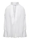 FERRAGAMO WHITE CAFTANO SHIRT IN SILK BLEND WOMAN