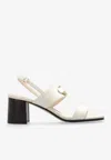 Ferragamo Lou 55 Slingback Sandals In Calf Leather In Cream