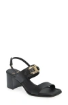 Ferragamo Sandals Block Heel Gancini Buckle In Black