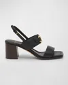 Ferragamo Sandals Block Heel Gancini Buckle In Nero