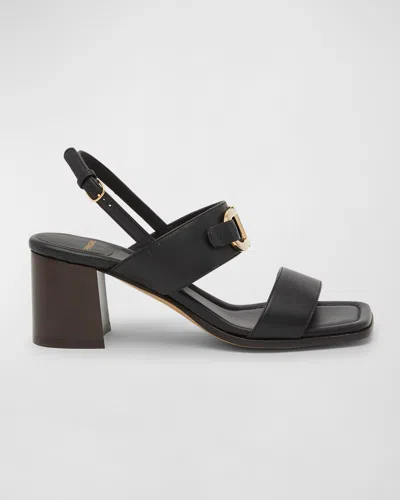 Ferragamo Sandals Block Heel Gancini Buckle In Black