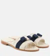 Ferragamo Women's Lovec Q Bow Accent Quilted Slide Sandals In White
