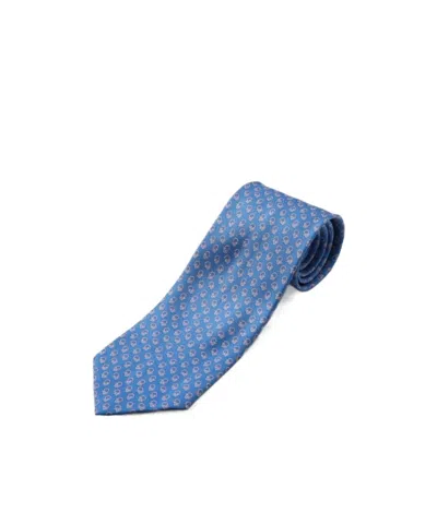 Ferragamo Love Printed Tie In Blue