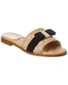 Ferragamo Women's Lovec Q Bow Accent Quilted Slide Sandals In Beige