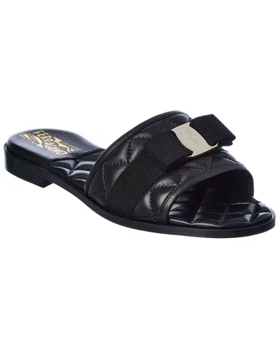 Ferragamo Lovec Q Leather Sandal In Black