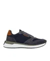 Ferragamo Suede Panelled Sneakers In Blue