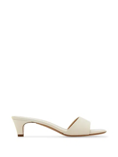 Ferragamo Low Heeled Mules In Neutral