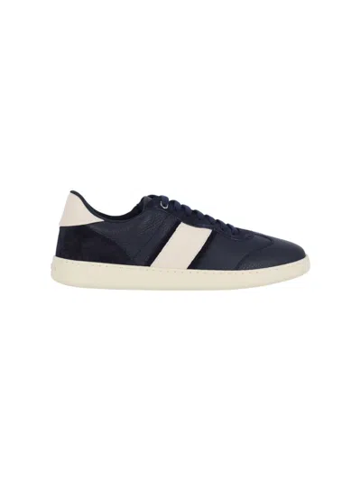 FERRAGAMO LOW-TOP BLUE CALFSKIN SNEAKERS