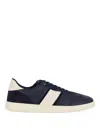 Ferragamo Men Blue Sneakers With Contrasting Heel And Logo Lettering On The Tongue In Leather Man In Blue