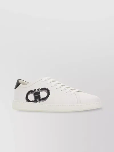 Ferragamo Low-top Leather Sneakers Rubber Sole In White