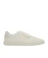 Ferragamo Suede-panelled Leather Sneakers In Metallic