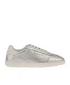 Ferragamo Leather Low-top Sneakers In Silver