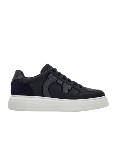FERRAGAMO LOW-TOP SNEAKER WITH GANCINI DETAIL