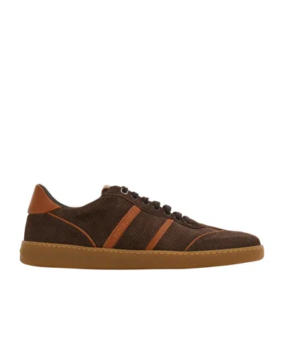 Ferragamo Low-top Sneaker With Logo In Brown