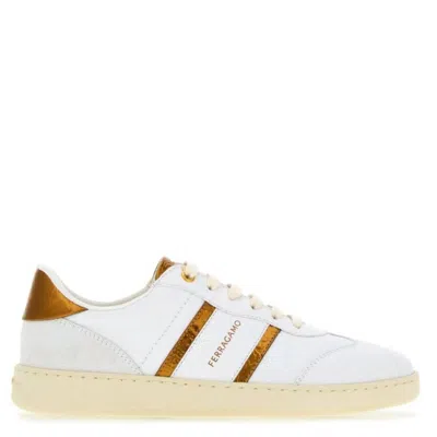Ferragamo Low Top Sneaker With Signature In White