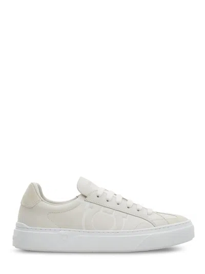 Ferragamo Low-top Sneakers With Minimalist Design And Embossed Details In Animal Print
