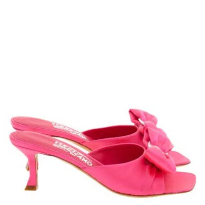 Ferragamo Lucie Bow Mule Sandals In Pink