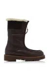 Ferragamo Lug-sole Shearling-lined Leather Ankle Boots In Brown