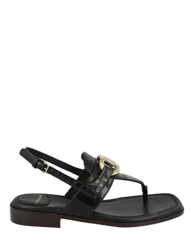 Ferragamo Lula Leather Sandals In Black