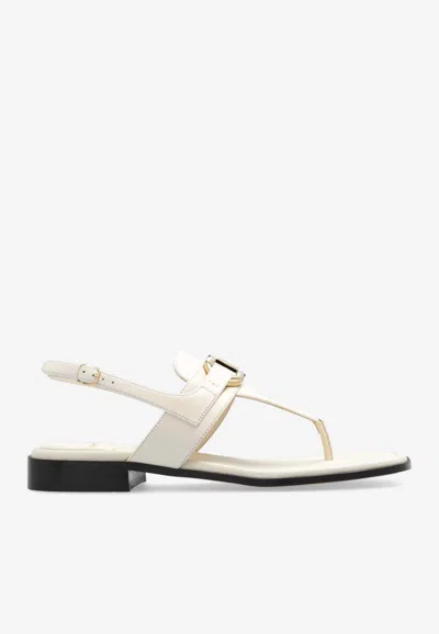 Ferragamo Lula Slingback Sandals In Calf Leather In Cream