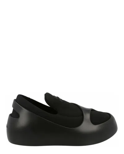 Ferragamo Lunar Paneled Slip-on Sneakers In Black