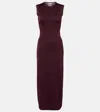 Ferragamo Lurex Long Dress In Burgundy