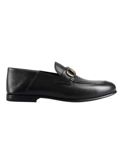 Ferragamo Luxurious Black Leather Driver Loafers For Men